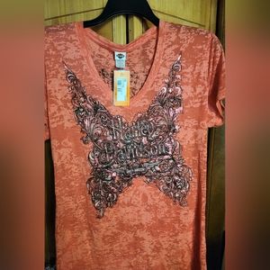 Ladies Harley Davidson tee with butterfly 🦋